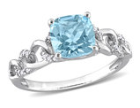 1 3/4 Carat (ctw) Blue Topaz Ring in 10K White Gold with Accent Diamonds